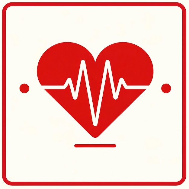Vector diseño minimalista de la línea de corazón rojo y ecg