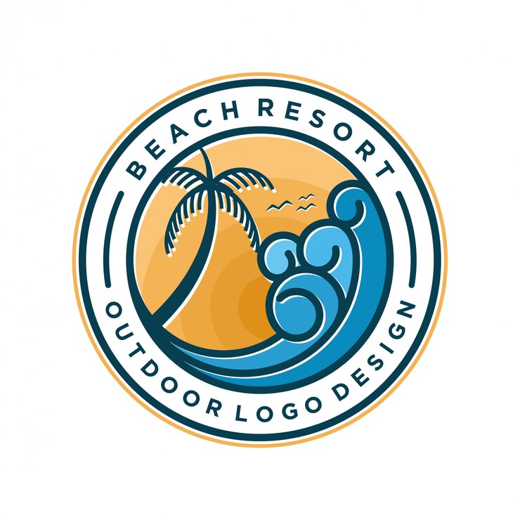 Vector diseño minimalista del logo del resort de playa