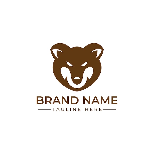 Diseño minimalista del logotipo de la cabeza de oso con vector