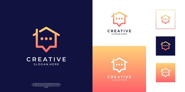 Diseño minimalista del logotipo del chat doméstico plantilla sencilla de logotipo de propiedad inmobiliaria