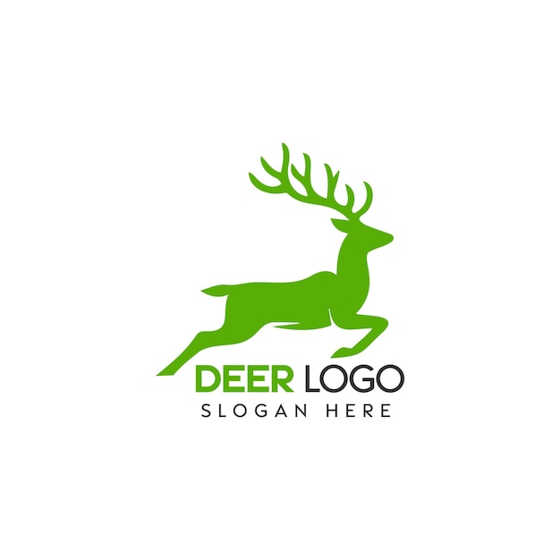 Diseño minimalista del logotipo del ciervo verde para la ilustración de la identidad de la marca