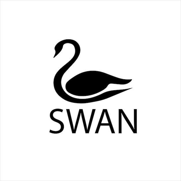 Diseño minimalista del logotipo del Cisne Negro en fondo blanco con elegante silueta y tipografía en negrita