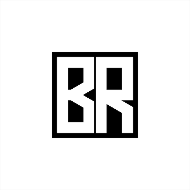 El diseño minimalista del logotipo de la combinación de letras moderna BR