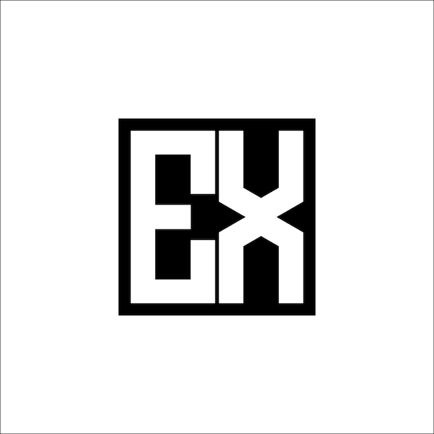 El diseño minimalista del logotipo de la combinación de letras moderna EX