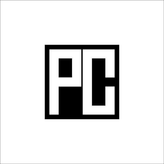 Diseño minimalista del logotipo de la combinación de letras moderna de PC