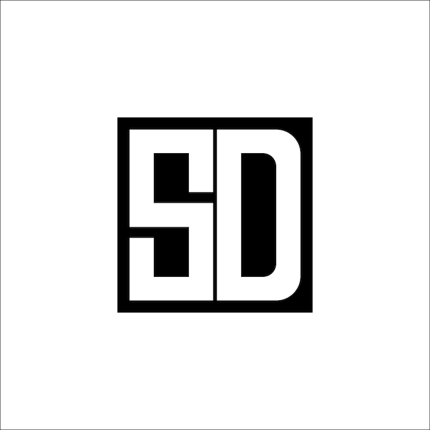 El diseño minimalista del logotipo de la combinación de letras moderna SD