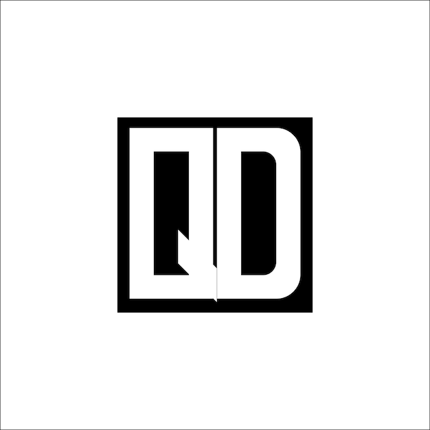 El diseño minimalista del logotipo de combinación de letras modernas de QD