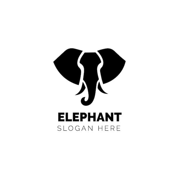 Diseño minimalista del logotipo del elefante blanco y negro