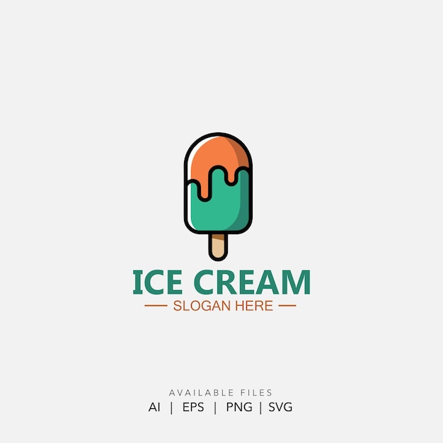 Diseño minimalista del logotipo del helado con espacio de eslogan para el marketing de la heladería