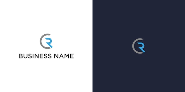Diseño minimalista del logotipo de la letra circular R en blanco y negro