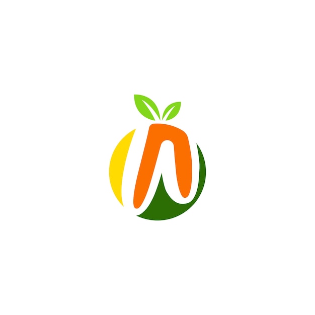 Diseño minimalista del logotipo de la letra W fruta o naranja