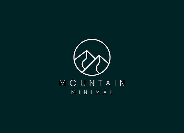 Diseño minimalista del logotipo de la montaña Premium Vector