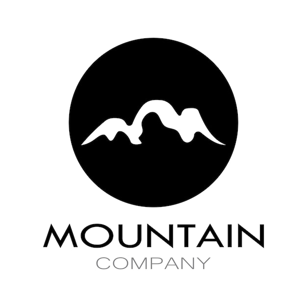 Diseño minimalista de logotipo de montaña y sol en colores planos llenos de conceptos modernos ilustración vectorial