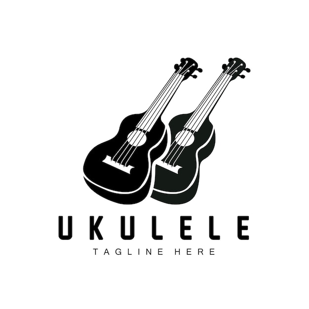 Diseño minimalista del logotipo de la música del ukelele diseño del logotipo del vector de la guitarra del ukelele