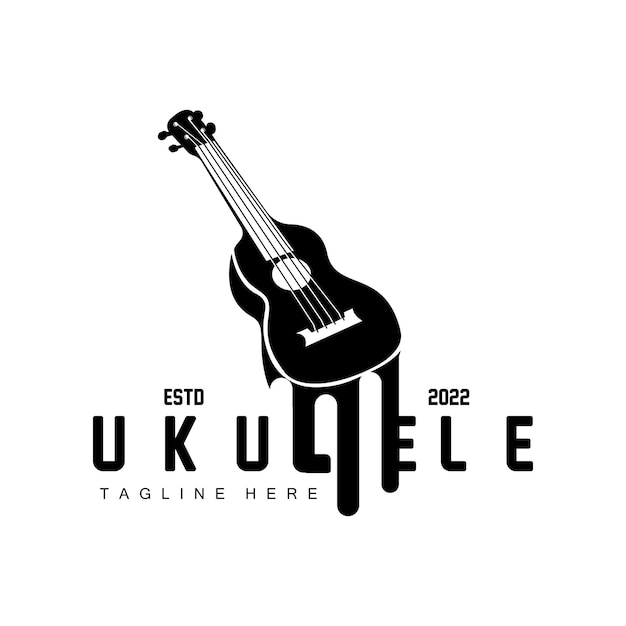 Diseño minimalista del logotipo de la música del ukelele Diseño del logotipo del vector de la guitarra del ukelele