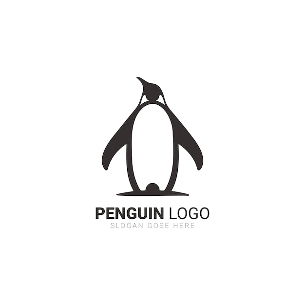 Vector diseño minimalista del logotipo del pingüino en un fondo blanco para la identidad de la marca