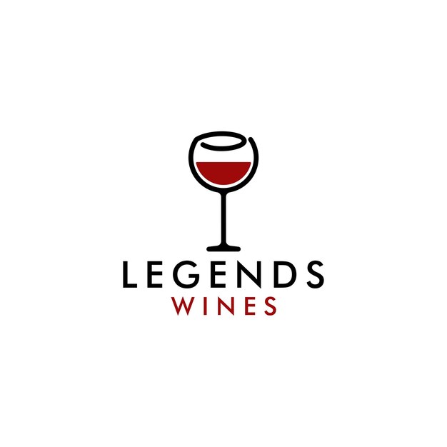 Diseño minimalista del logotipo del símbolo de la copa de vino tinto