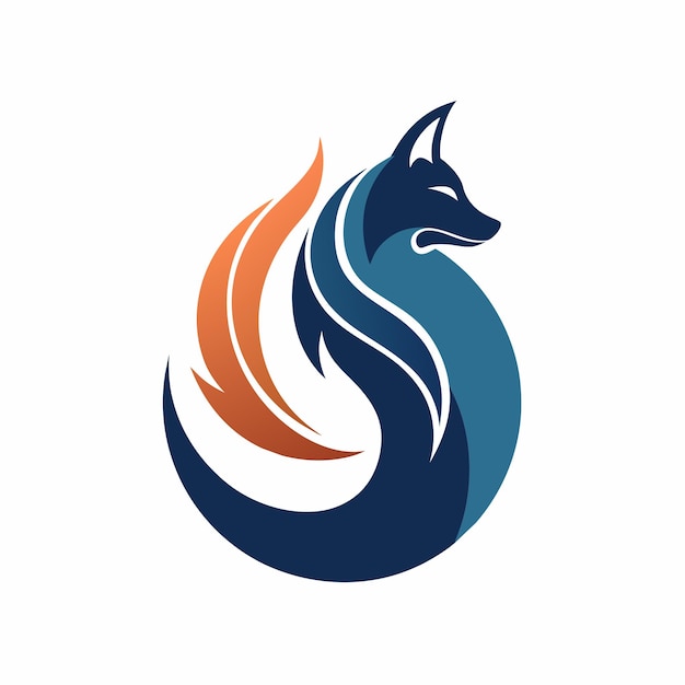 Un diseño minimalista del logotipo del zorro con un fondo blanco Una representación minimalista de una nuez