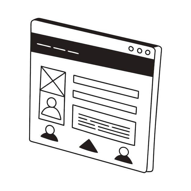 Diseño minimalista del marco de alambre del sitio web