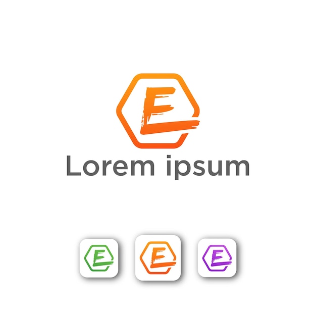 Diseño minimalista moderno y colorido del logotipo de la letra E