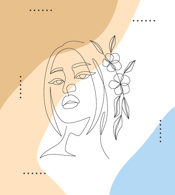 Diseño minimalista de mujeres y flores estilo de dibujo de una línea artb