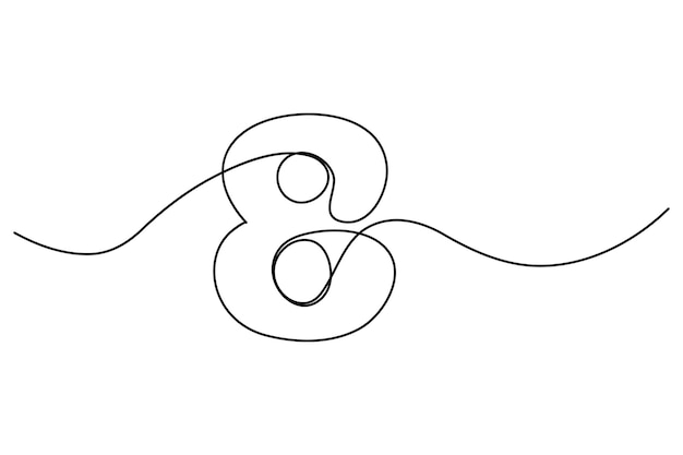 Un diseño minimalista de número 8 con un dibujo de línea continua del símbolo