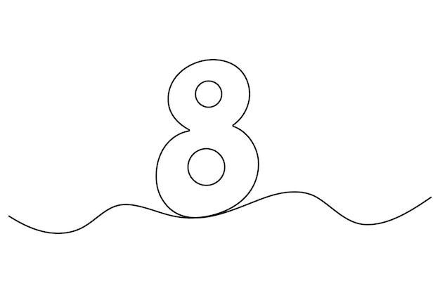 Un diseño minimalista de número 8 con un dibujo de línea continua del símbolo