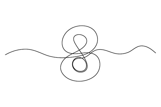 Un diseño minimalista de número 8 con un dibujo de línea continua del símbolo