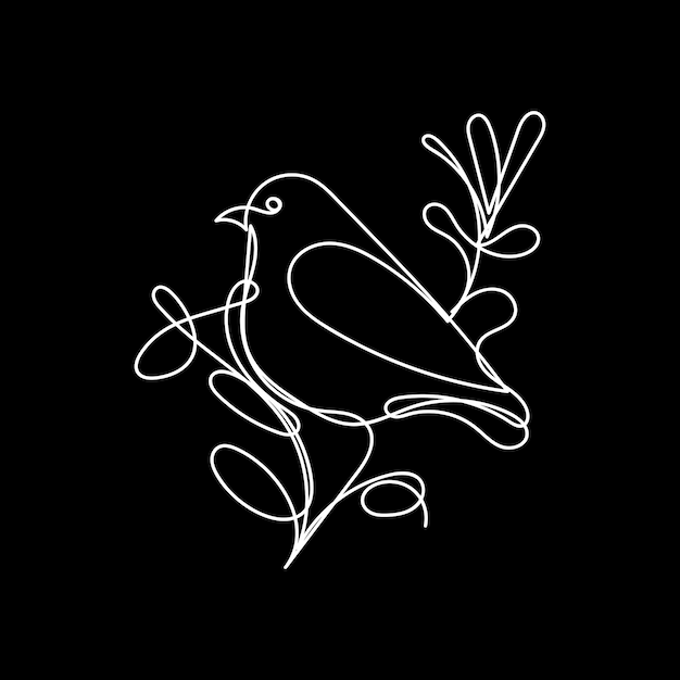 Diseño minimalista de pájaros dibujado a mano con un dibujo de estilo de línea Pájaro arte de una línea dibujo continuo Pájaro si