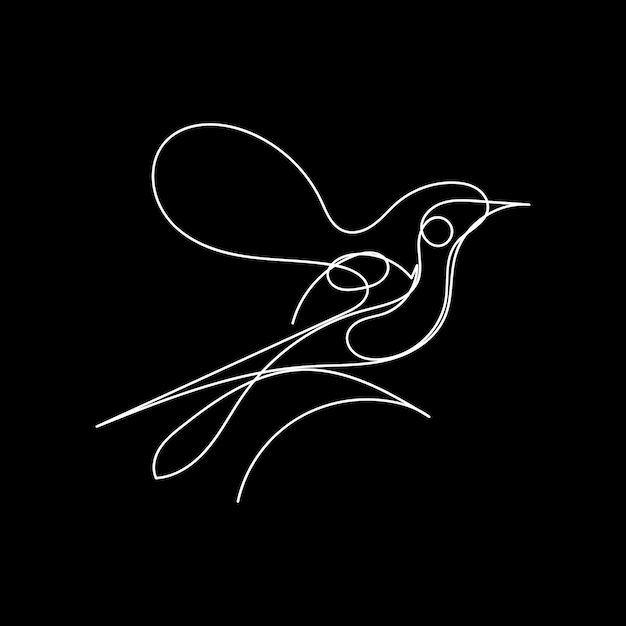 Diseño minimalista de pájaros dibujado a mano con un dibujo de estilo de línea Pájaro arte de una línea dibujo continuo Pájaro si