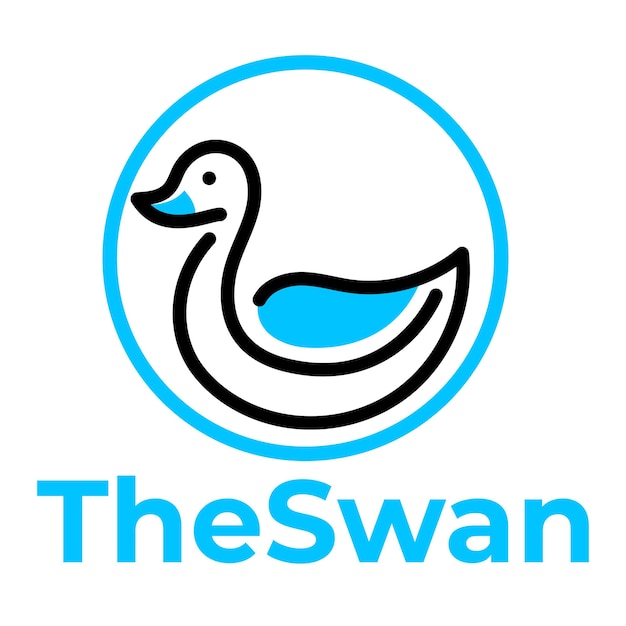 El diseño minimalista plano del logotipo del Cisne