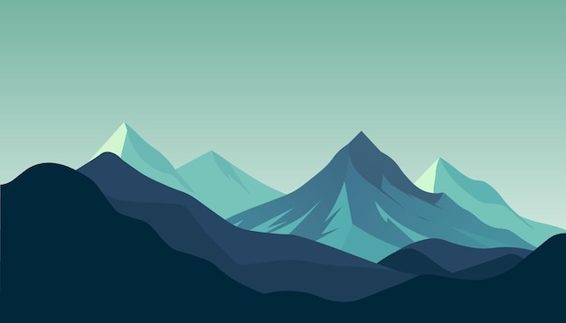 Diseño minimalista plano Panorama de un paisaje de montaña Fácil de cambiar de color
