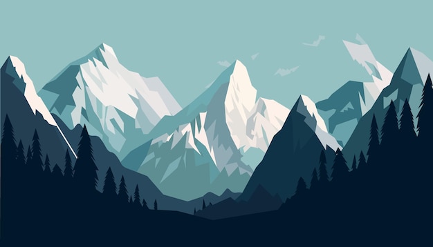 Diseño minimalista plano Panorama de un paisaje de montaña Fácil de cambiar de color
