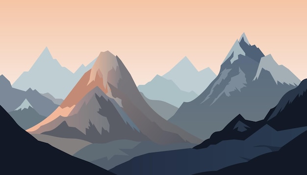 Diseño minimalista plano Panorama de un paisaje de montaña Fácil de cambiar de color