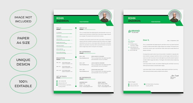 Diseño minimalista de plantillas de cv y membretes