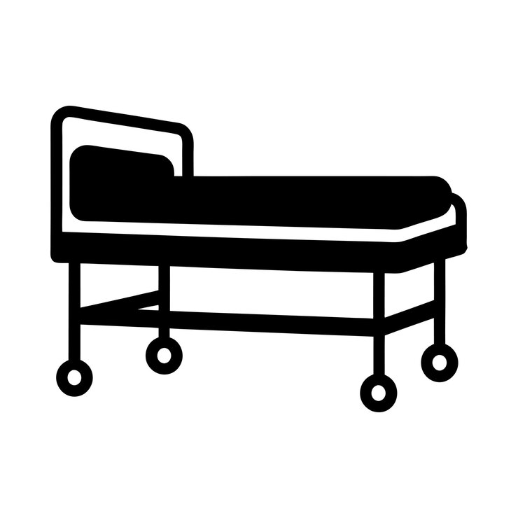 Diseño minimalista de la silueta de la cama de hospital