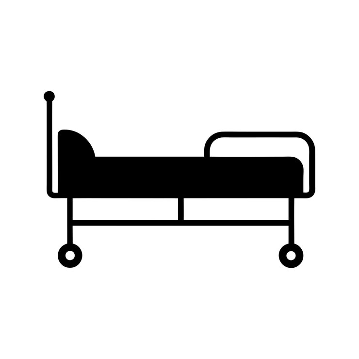Diseño minimalista de la silueta de la cama de hospital