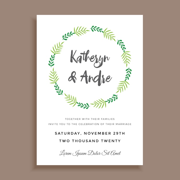 Diseño minimalista simple de la invitación de la boda