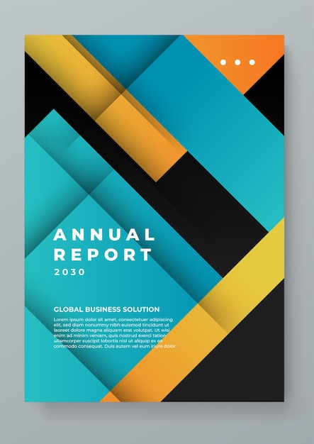 Diseño minimalista vectorial naranja verde y negro informe anual corporativo geométrico plantilla de negocio de cartel de folleto