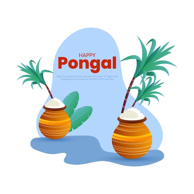 Diseño mínimo y dinámico para el festival indio Feliz celebración de Pongal