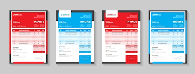 Diseño mínimo de factura comercial corporativa para oficina corporativa. cotizaciones de facturación, billetes de dinero