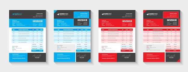 Diseño mínimo de factura comercial corporativa para oficina corporativa. cotizaciones de facturación, billetes de dinero