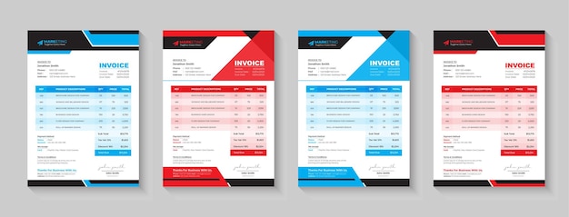 Diseño mínimo de factura comercial corporativa para oficina corporativa. Cotizaciones de facturación, billetes de dinero