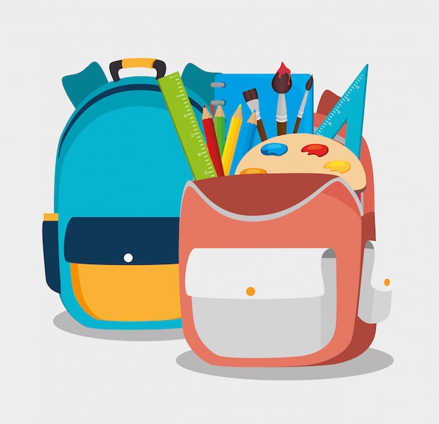 diseño de mochila escolar dos mochilas