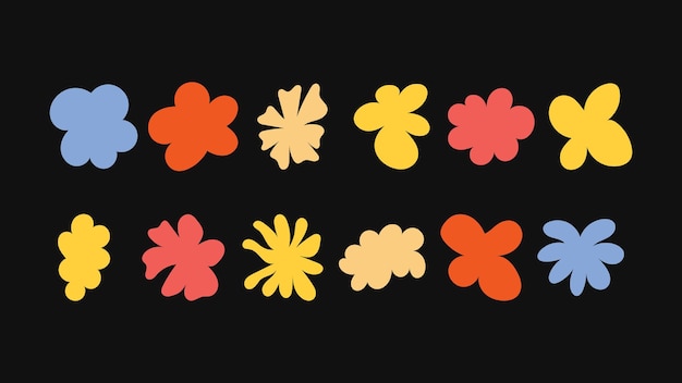 Diseño de moda dibujado a mano paquete de estrellas flores insignias y formas abstractas perfectas para la marca de moda embalaje productos impresos y redes sociales