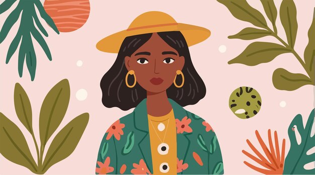 Diseño de moda Ilustración dibujada a mano Flores exóticas y botánicas