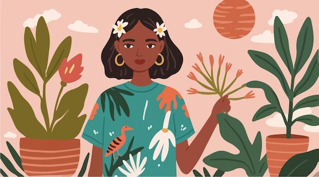 Diseño de moda Ilustración dibujada a mano Flores exóticas y botánicas