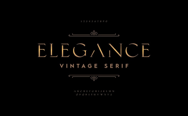 Vector diseño de moda con letras serif minimalistas. letras y números elegantes del alfabeto. ilustración vectorial