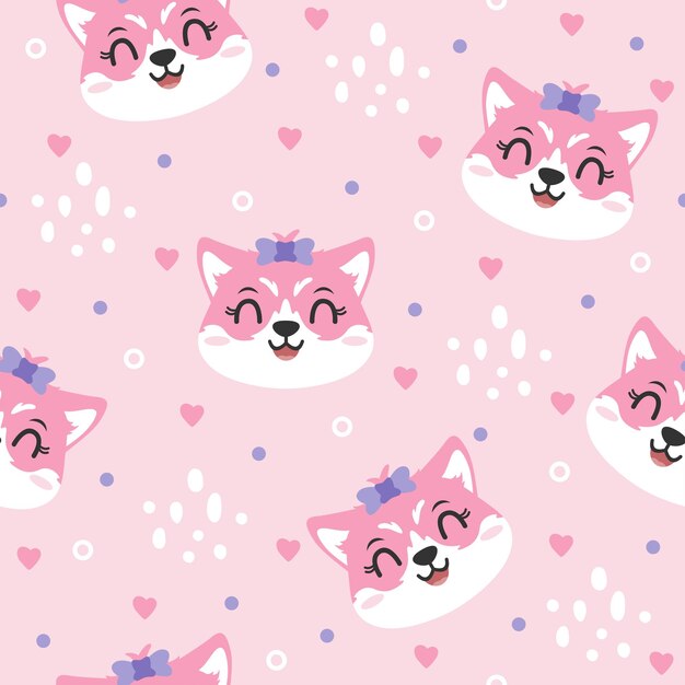 Diseño de moda con patrón vectorial de gatito rosado y lindo