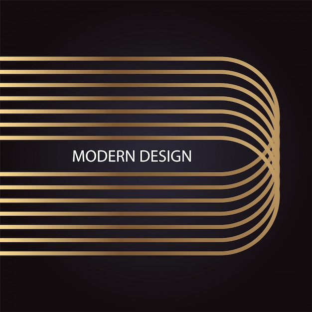 Diseño moderno abstracto de lujo con elipse dorado sobre fondo negro